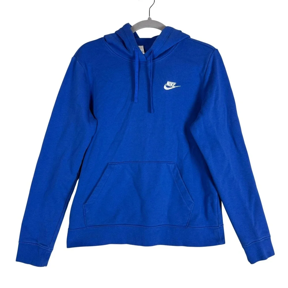Nike Hoodie Mens Medium Blue Pullover Fleece Small Swoosh Kangaroo‎ Pocket